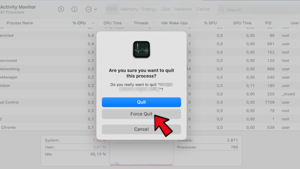 confirm to force quit suspicious process on mac
