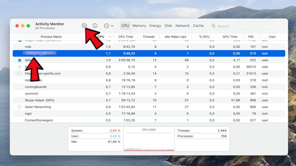 stop suspicious processes on mac using activity monitor
