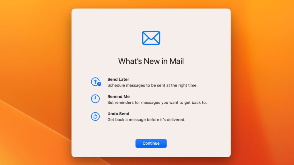 new features in Mail app after MacOS Ventura update