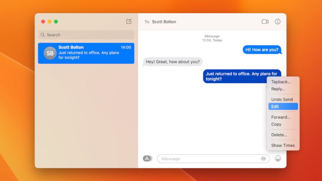Messages can now be edited or deleted on macOS, iPhone and iPad