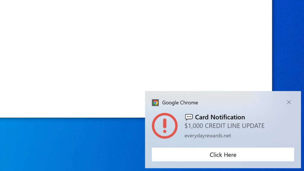 Example of push notification sent by website operating Walmart Gift Card scam