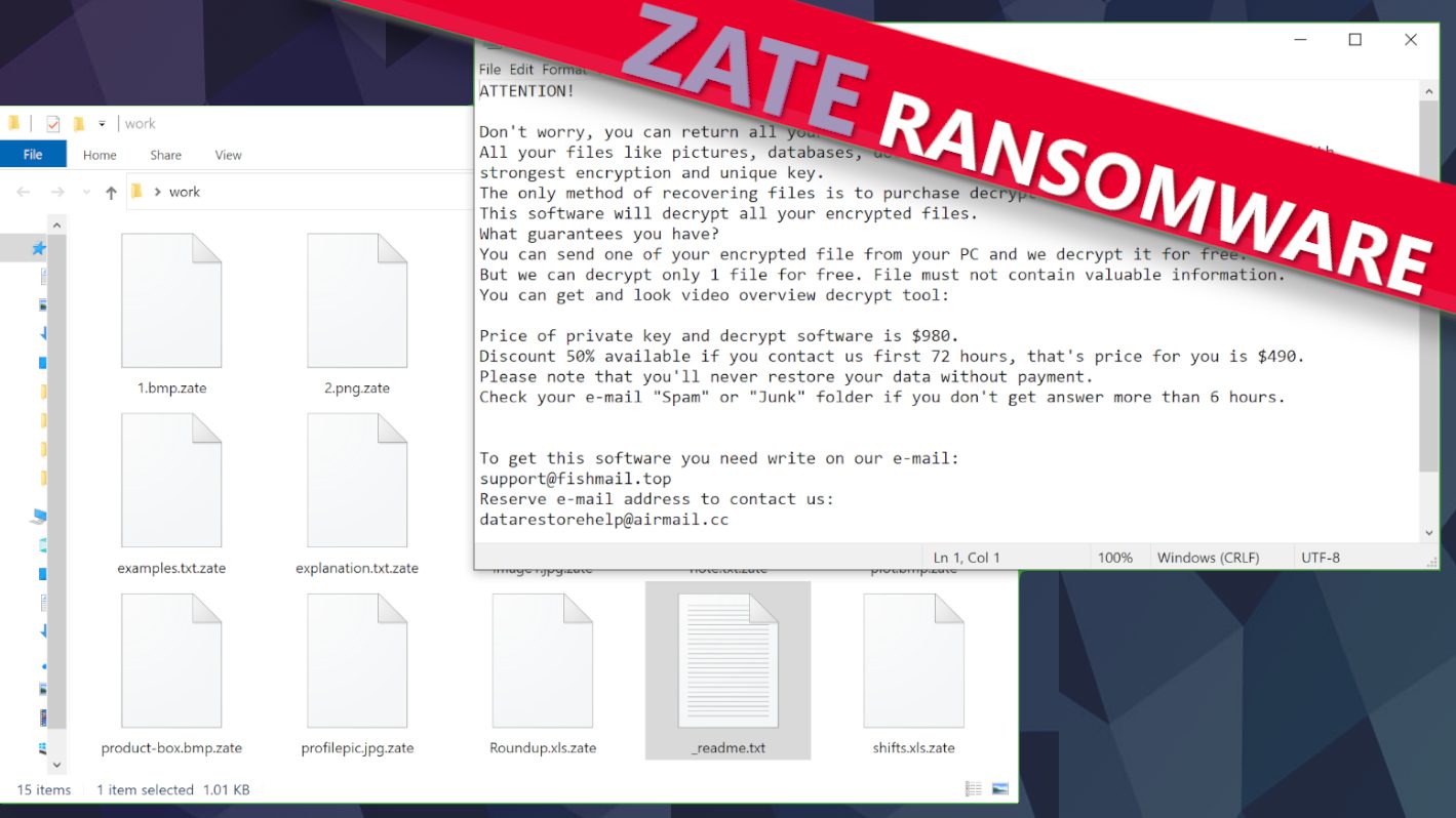 remove ZATE ransomware virus and learn how to decrypt or repair files with .zate extension (free guide)