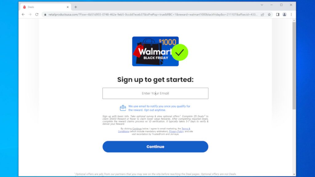 Walmart Gift Card scam asks for email address