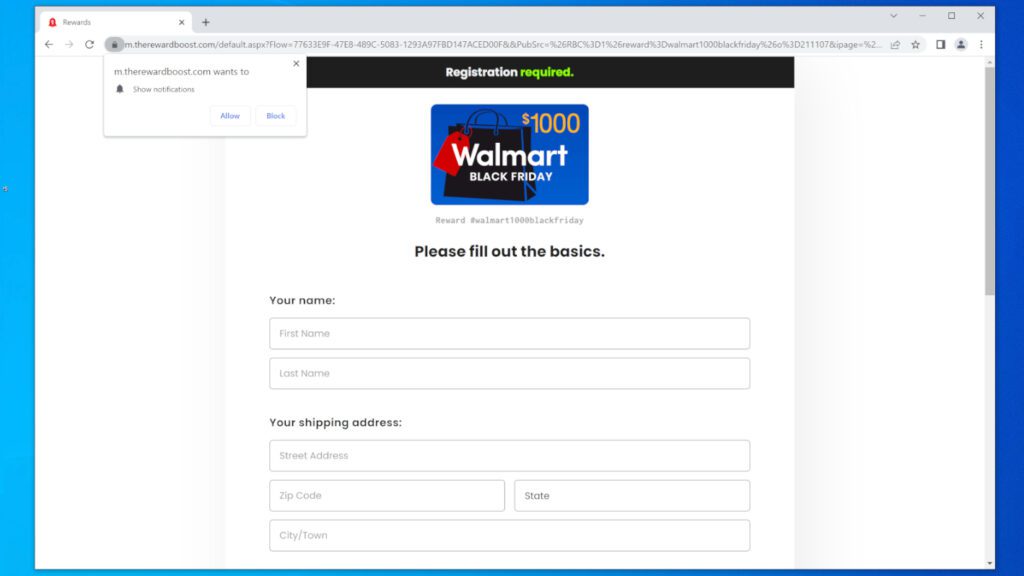 Walmart Gift Card Scam asks to reveal private information