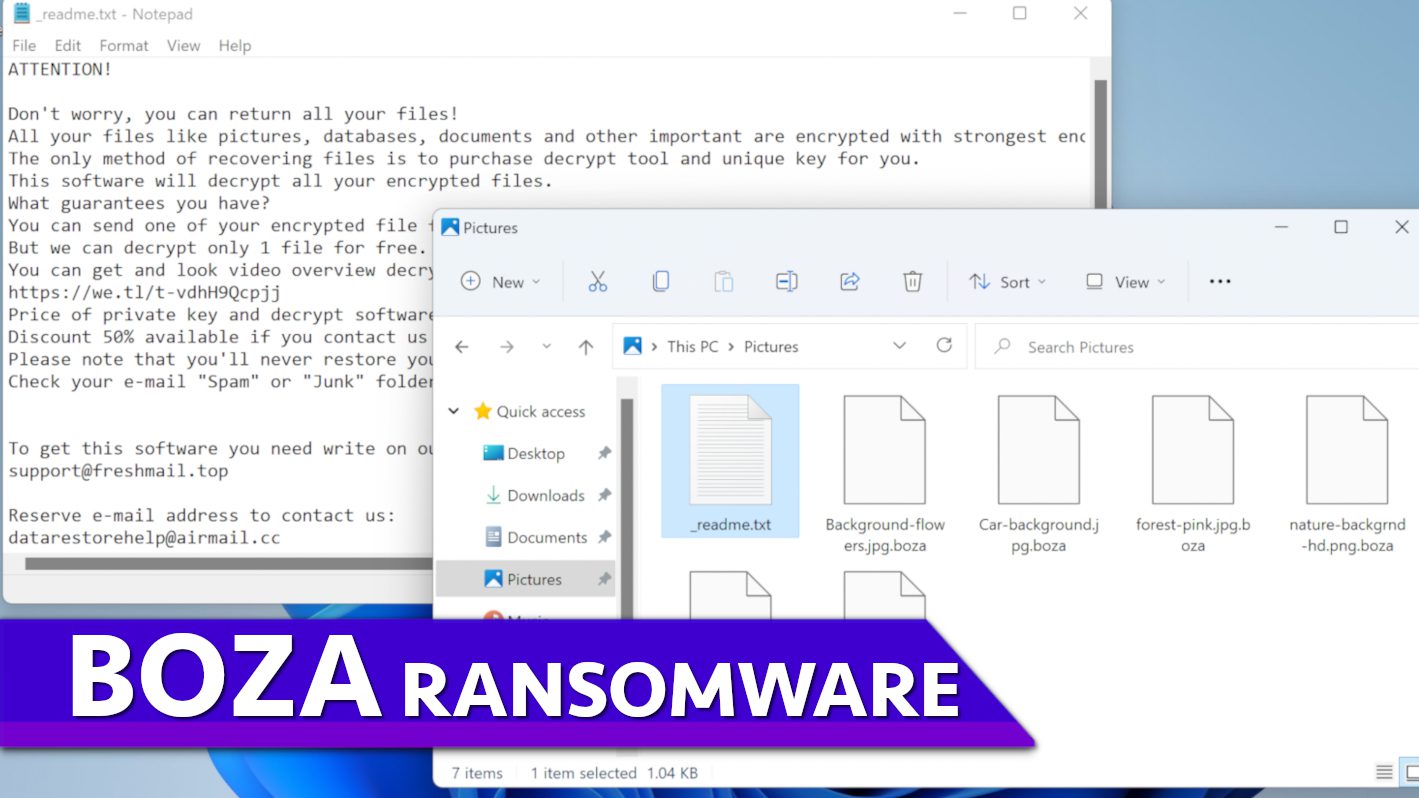 remove BOZA ransomware virus and learn how to decrypt or repair files with .boza extension (free guide)