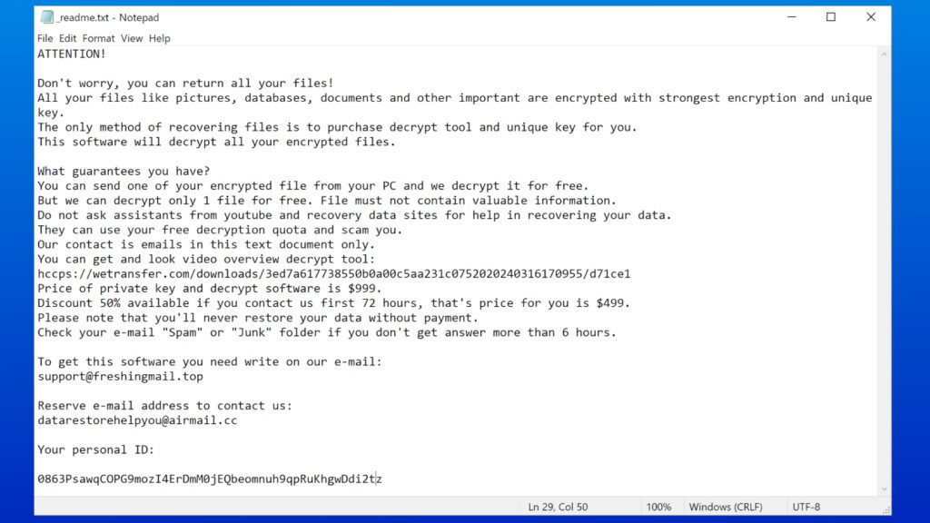 BGJS ransomware virus drops _readme.txt notes, demanding a ransom